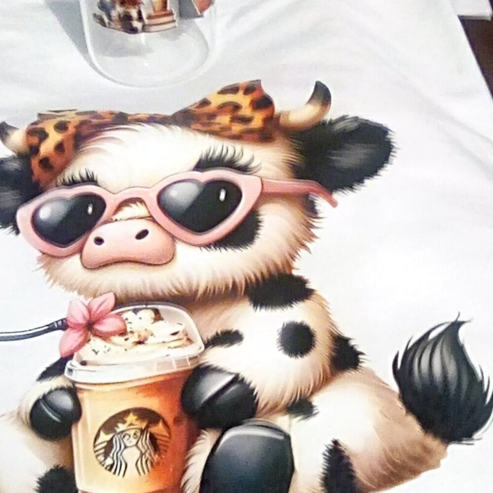 Coffee Cow Tee Shirt with 16  oz.cup